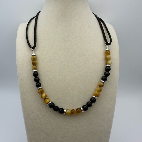B.Rising Jewelry - Handcrafted Bohemian Tiger Eye and Tourmaline Choker Necklace
